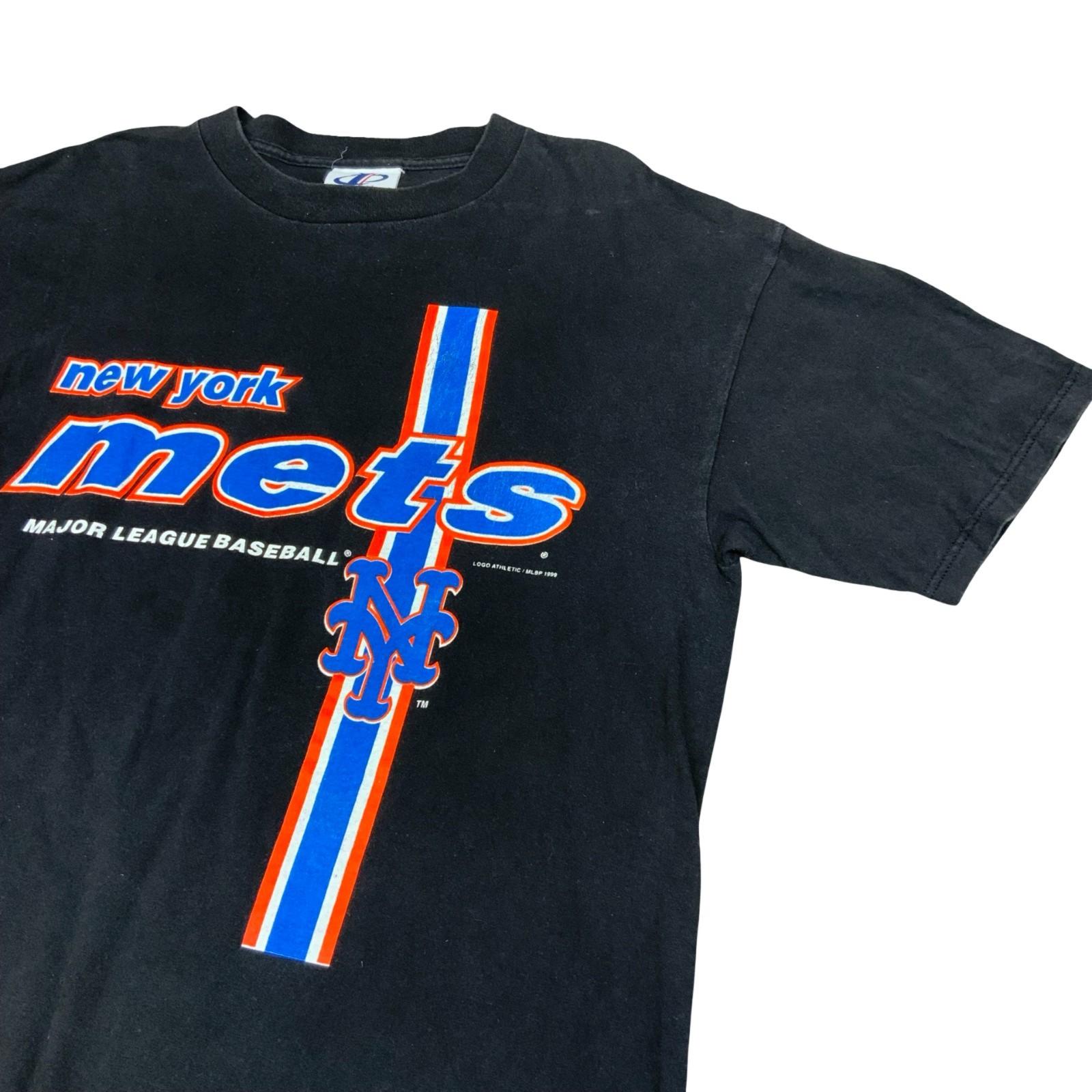 Vintage 1999 Logo Athletic New York Mets MLB Black Graphic T-Shirt Large Vintage Superstore