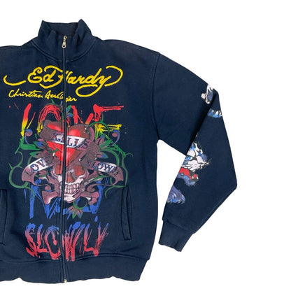 Y2K Ed Hardy Christian Audigier Love Kills Slowly Graphic Zip-Up Jacket Large Vintage Superstore