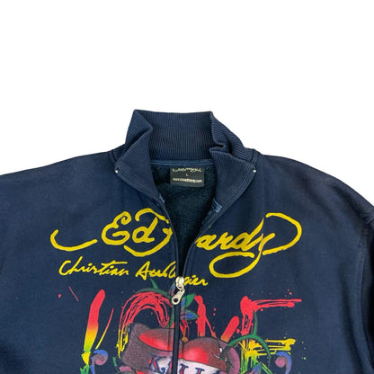 Y2K Ed Hardy Christian Audigier Love Kills Slowly Graphic Zip-Up Jacket Large Vintage Superstore