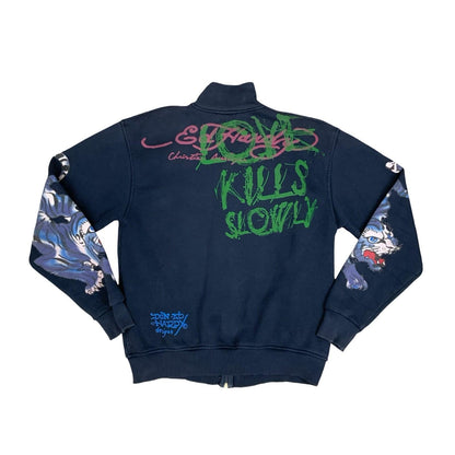 Y2K Ed Hardy Christian Audigier Love Kills Slowly Graphic Zip-Up Jacket Large Vintage Superstore