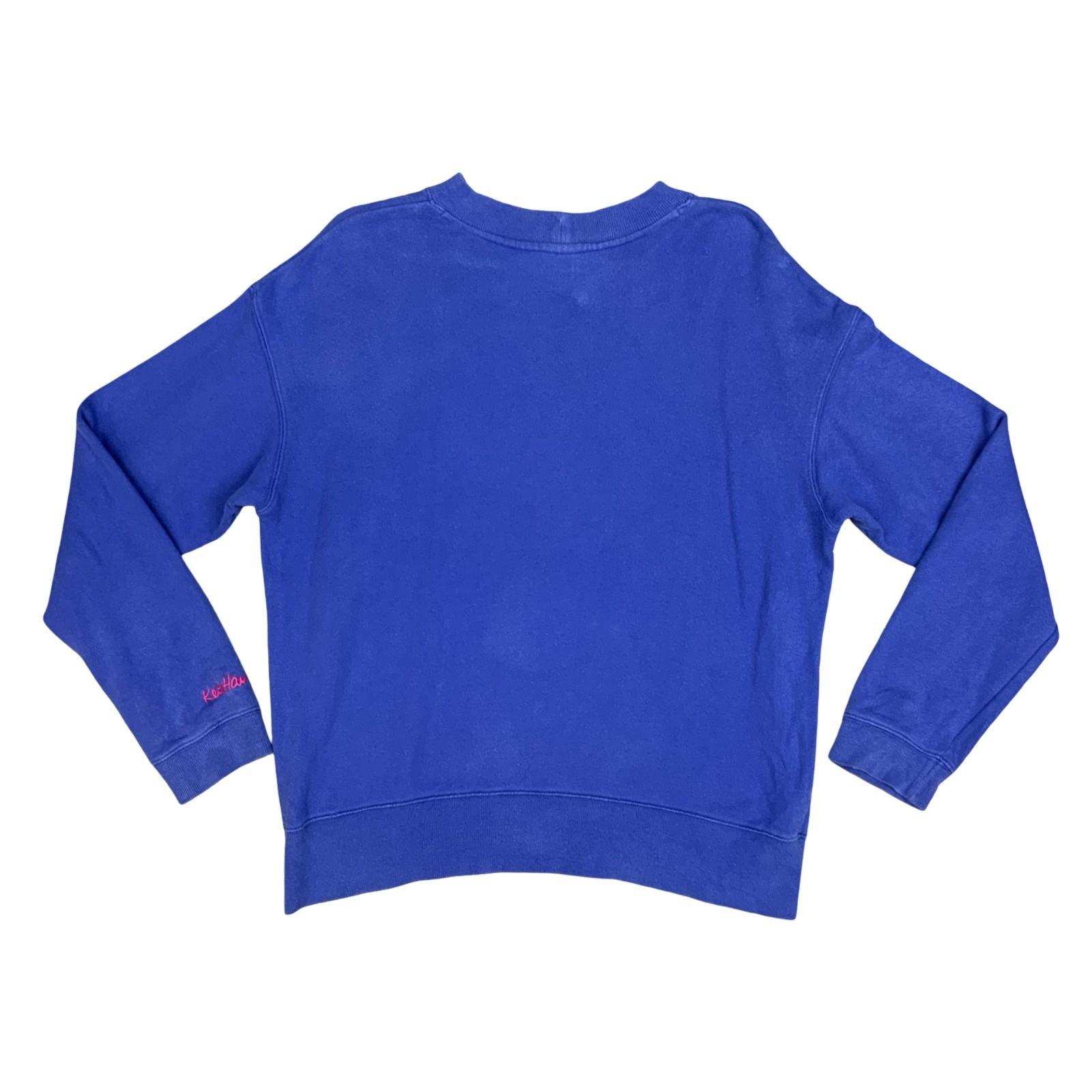 Keith Haring Art Smiley Big Printed Graphic Purple Crewneck Sweater Jumper XL Vintage Superstore