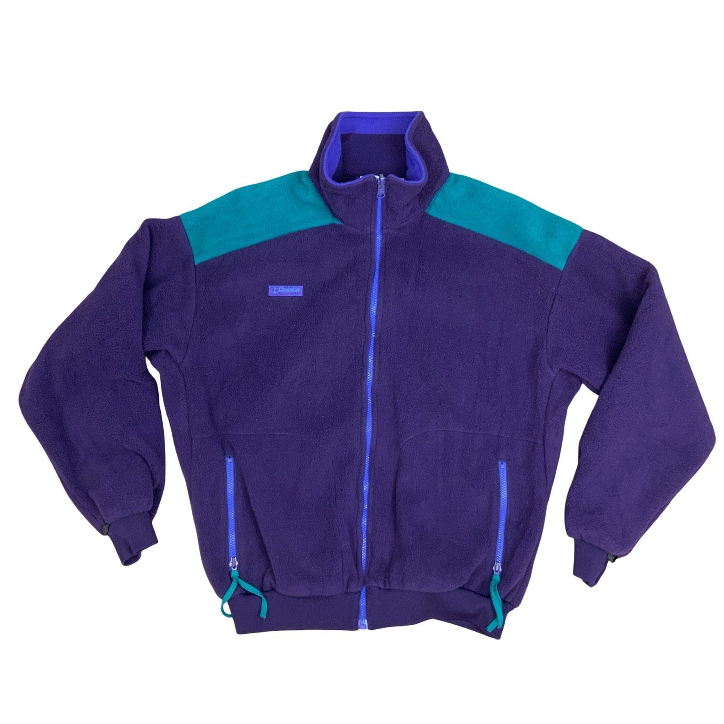 Vintage 1990's Columbia Sportswear Company Multi-Coloured Fleece Zip-Up Jacket L Vintage Superstore
