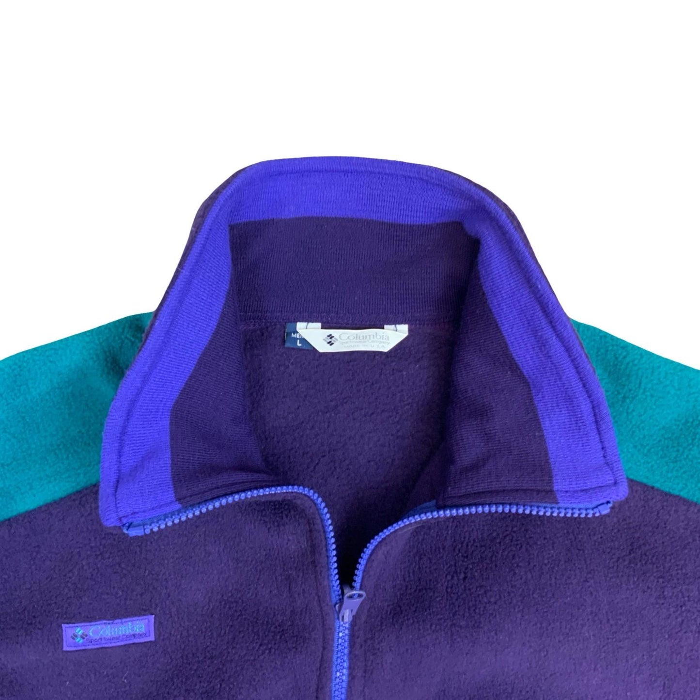 Vintage 1990's Columbia Sportswear Company Multi-Coloured Fleece Zip-Up Jacket L Vintage Superstore
