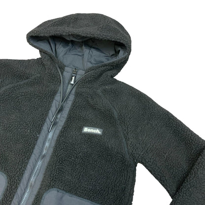 Y2K Womens Bench Fifi Sherpa Spell-Out Logo Hooded Zip-Up Jacket Large Vintage Superstore