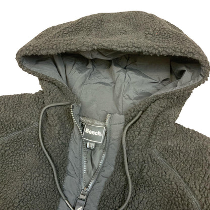 Y2K Womens Bench Fifi Sherpa Spell-Out Logo Hooded Zip-Up Jacket Large Vintage Superstore