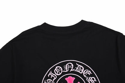 CHROME HEARTS HORSE SHOE LOGO T-SHIRT BLACK PINK Status Shipping