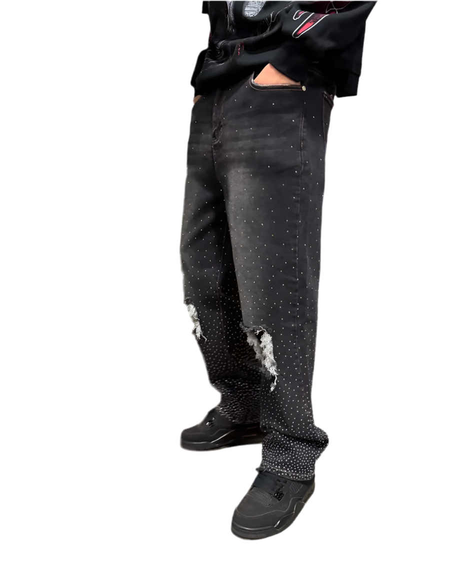 Rhinestone Denim Jeans Lumin Clothing