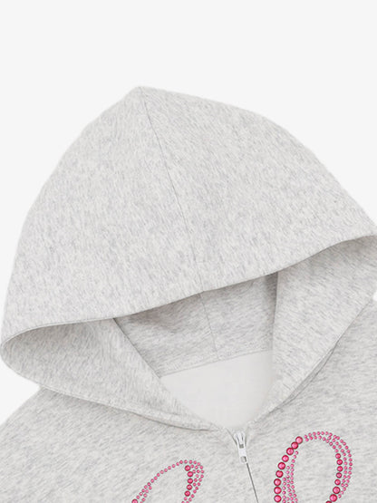 Street Hip-Hop Rhinestone Cropped Hooded Sweatshirt SP250915KSND