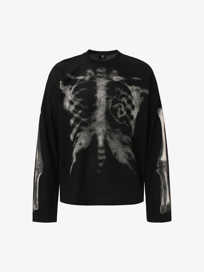 Skeleton Graphic Waffle Sweatshirt – Spooky Halloween Vibes - 2495 SP250915KSND