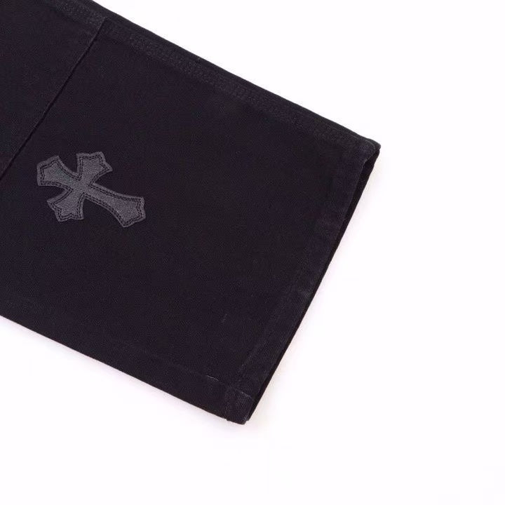 CHROME HEARTS BLACK DOUBLE KNEE CARPENTER JEANS Status Shipping