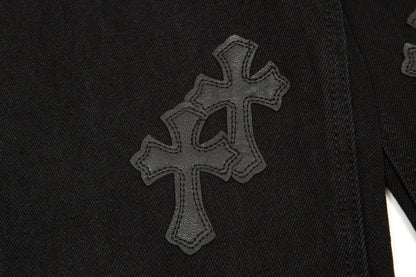 CHROME HEARTS BLACK CROSS PATCH JEANS BLACK Status Shipping