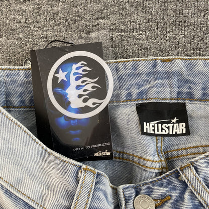 HELLSTAR BLACK FLAME JEANS WASHED BLUE Status Shipping