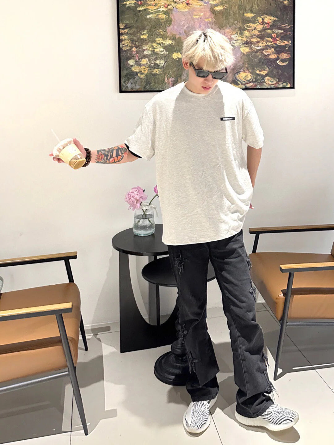 Fear of God Essentials Logo T-Shirt - Heather Grey Status Shipping