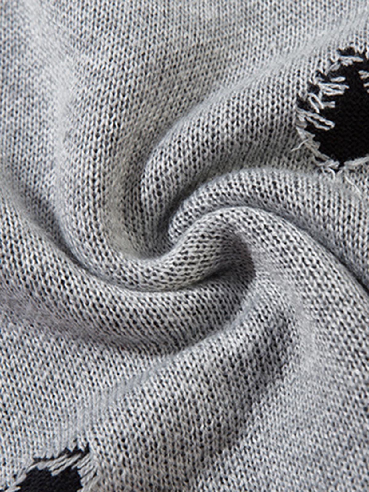 Vintage Spray-Painted Cross Hole Knit Sweater SP250915KSND