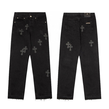 CHROME HEARTS BLACK CROSS PATCH JEANS BLACK Status Shipping