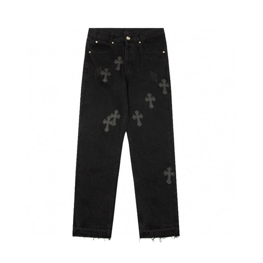 CHROME HEARTS BLACK CROSS PATCH JEANS BLACK Status Shipping
