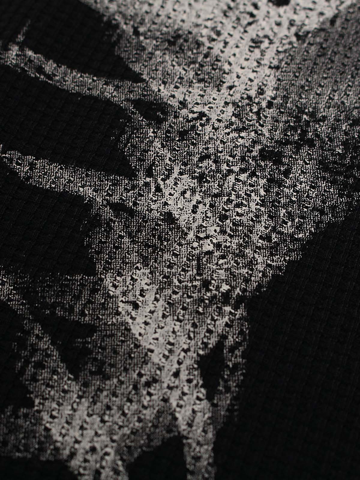 Skeleton Graphic Waffle Sweatshirt – Spooky Halloween Vibes - 2495 SP250915KSND