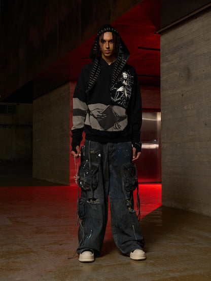 Distressed Electronic Exorcist Print Hoodie SP250915KSND