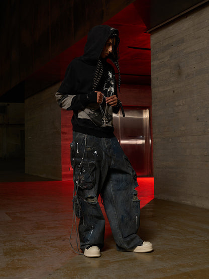 Distressed Electronic Exorcist Print Hoodie SP250915KSND