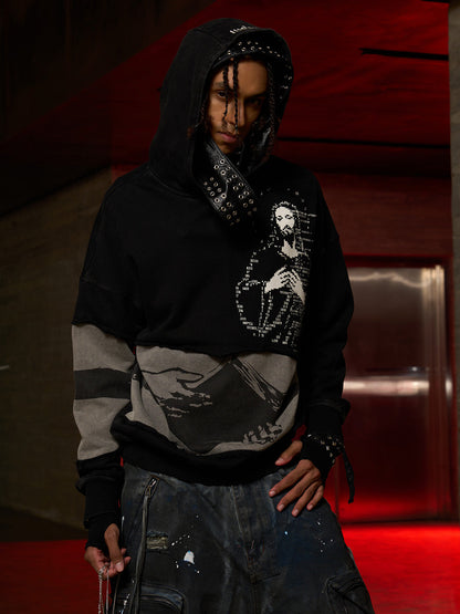 Distressed Electronic Exorcist Print Hoodie SP250915KSND