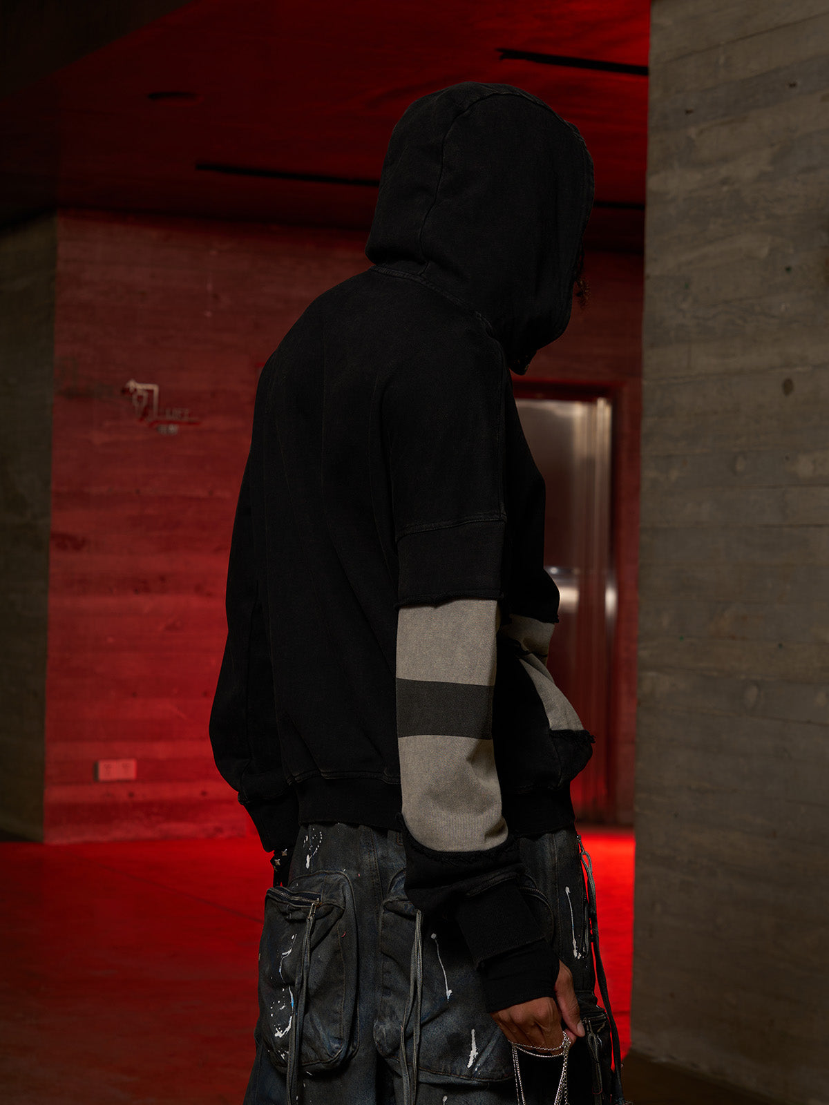 Distressed Electronic Exorcist Print Hoodie SP250915KSND