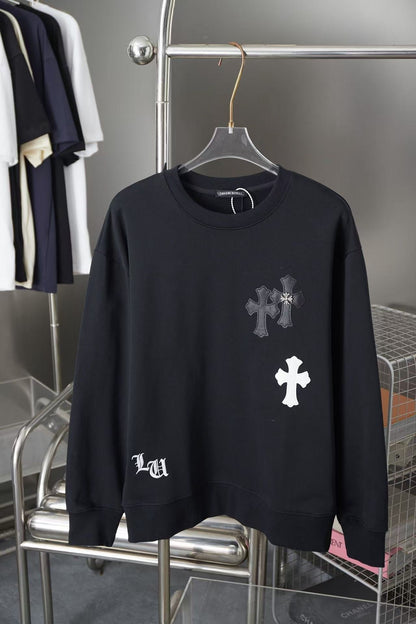 CHROME HEARTS CROSS PATCH SWEATSHIRT BLACK Status Shipping