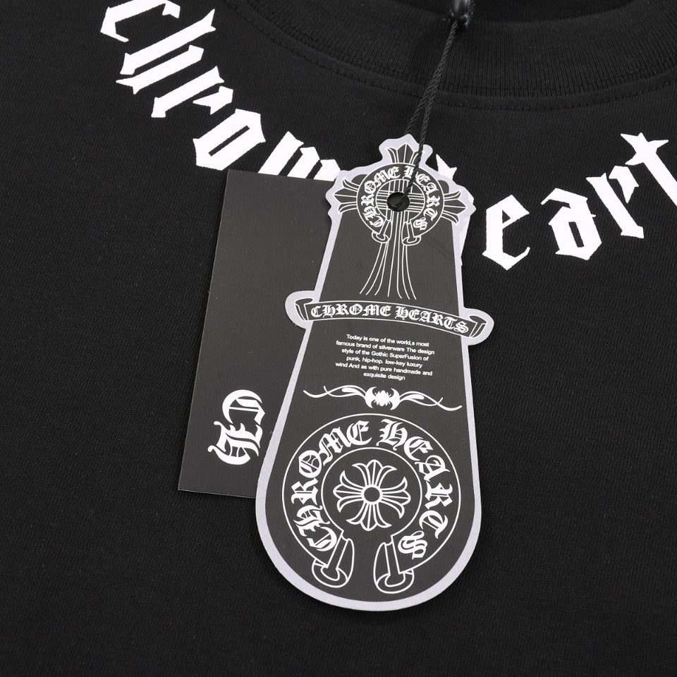 CHROME HEARTS LOGO COLLAR T-SHIRT BLACK Status Shipping