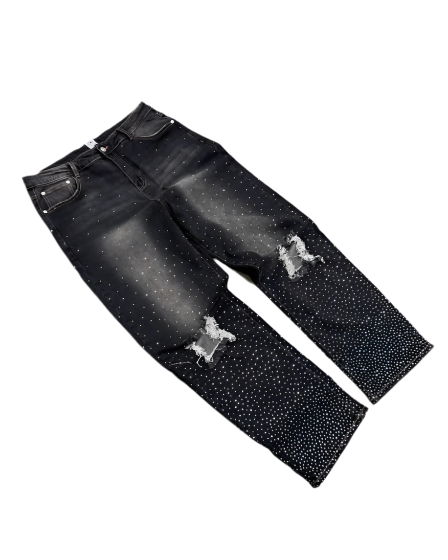 Rhinestone Denim Jeans Lumin Clothing