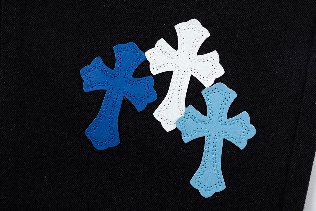 CHROME HEARTS BLUE CROSS PATCH JEANS BLACK Status Shipping