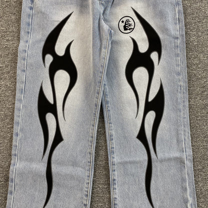 HELLSTAR BLACK FLAME JEANS WASHED BLUE Status Shipping