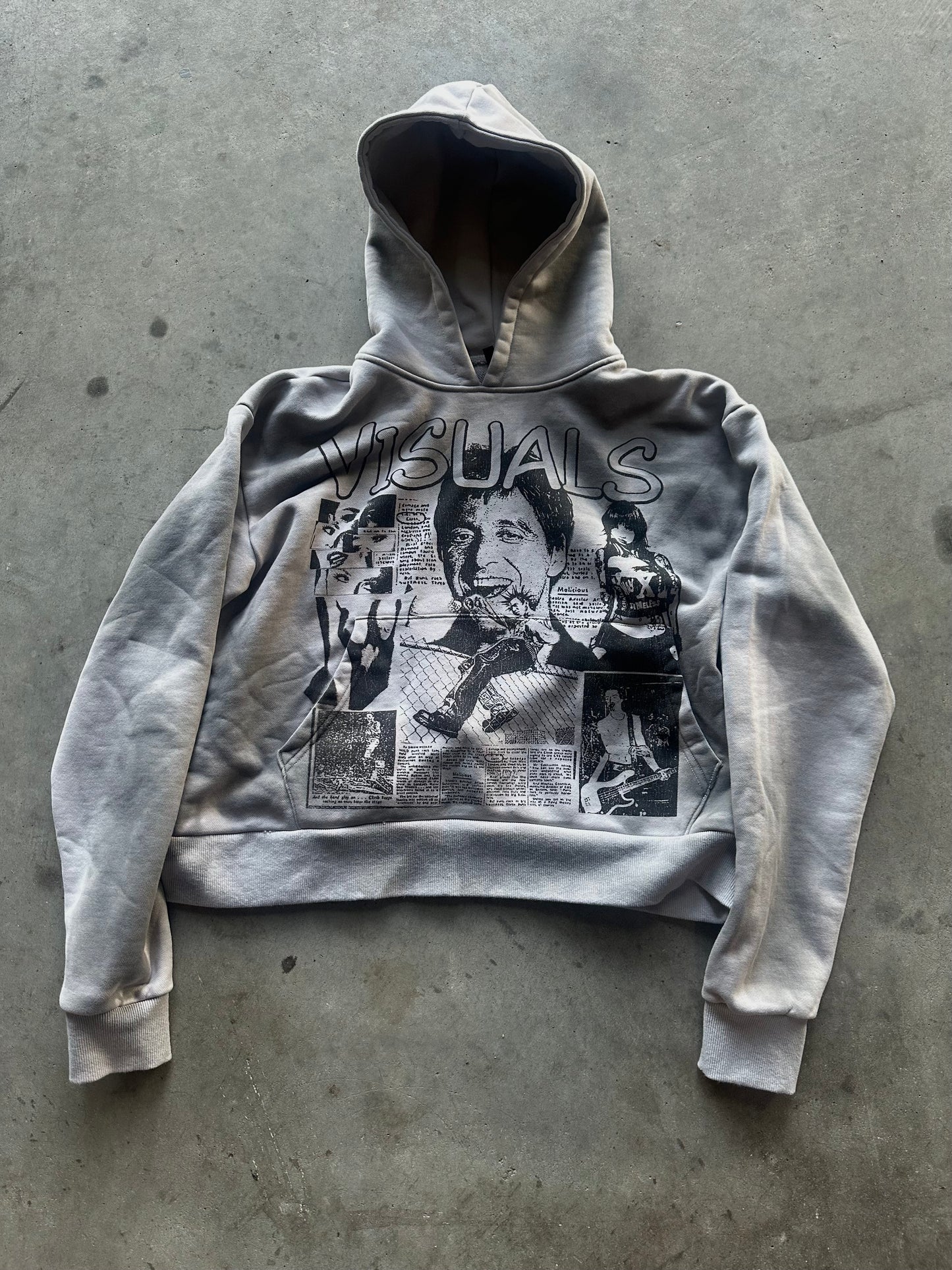 GREY GRUNGE HOODIE Status Shipping