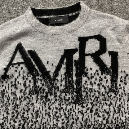 AMIRI STAGGERED GRADIANT CREWNECK GREY Status Shipping