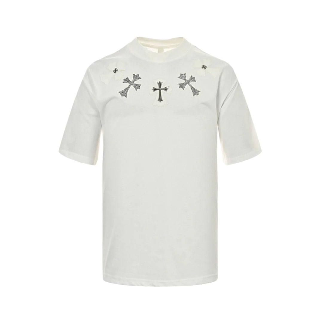 CHROME HEARTS CROSS PATCH COLLAR T-SHIRT WHITE Status Shipping