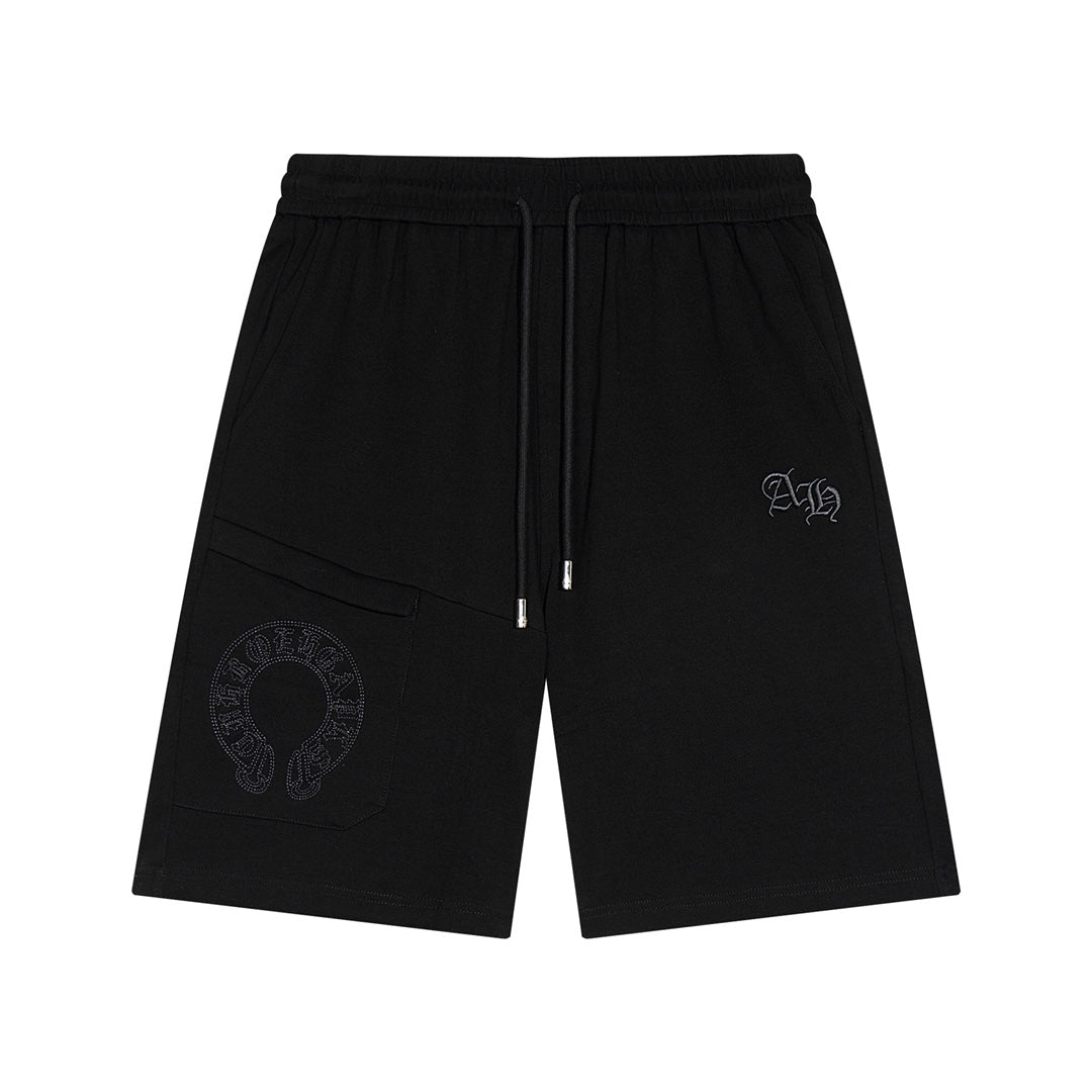 CHROME HEARTS HORSE SHOE LOGO SHORTS BLACK Status Shipping