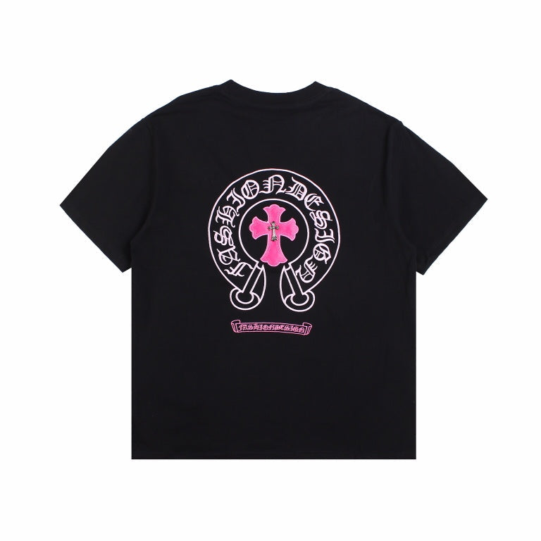 CHROME HEARTS HORSE SHOE LOGO T-SHIRT BLACK PINK Status Shipping