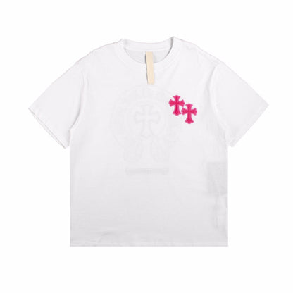 CHROME HEARTS HORSE SHOE LOGO T-SHIRT WHITE PINK Status Shipping