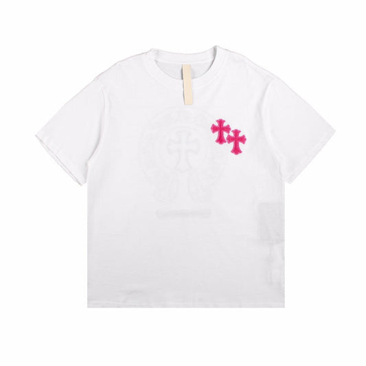 CHROME HEARTS HORSE SHOE LOGO T-SHIRT WHITE PINK Status Shipping