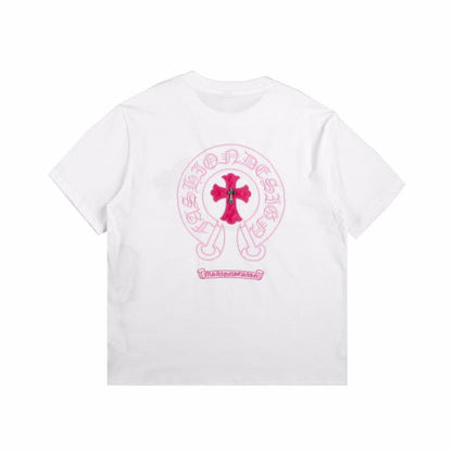 CHROME HEARTS HORSE SHOE LOGO T-SHIRT WHITE PINK Status Shipping