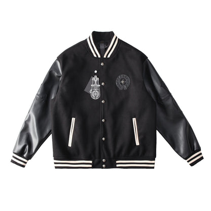 CHROME HEARTS HORSE SHOE LOGO VARSITY JACKET BLACK Status Shipping