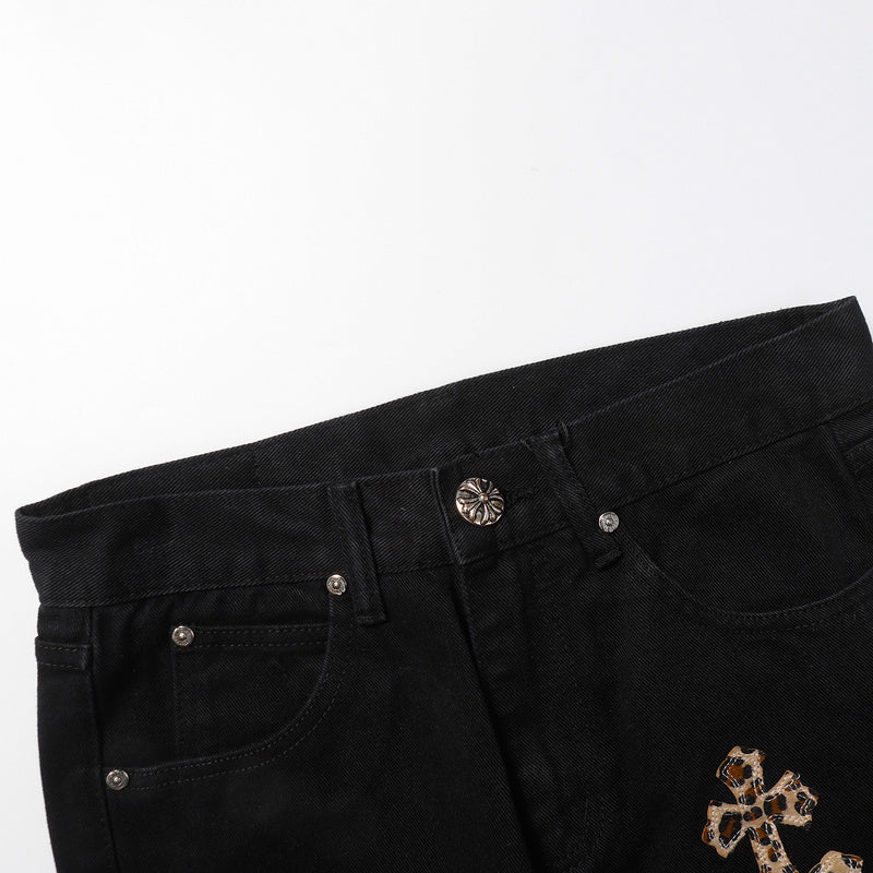 CHROME HEARTS JEANS BLACK GREEN LEOPARD Status Shipping