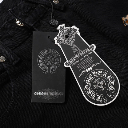 CHROME HEARTS JEANS BLACK GREEN LEOPARD Status Shipping
