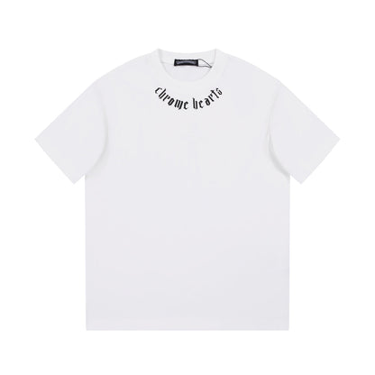 CHROME HEARTS LOGO COLLAR T-SHIRT WHITE Status Shipping