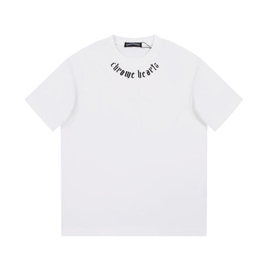 CHROME HEARTS LOGO COLLAR T-SHIRT WHITE Status Shipping