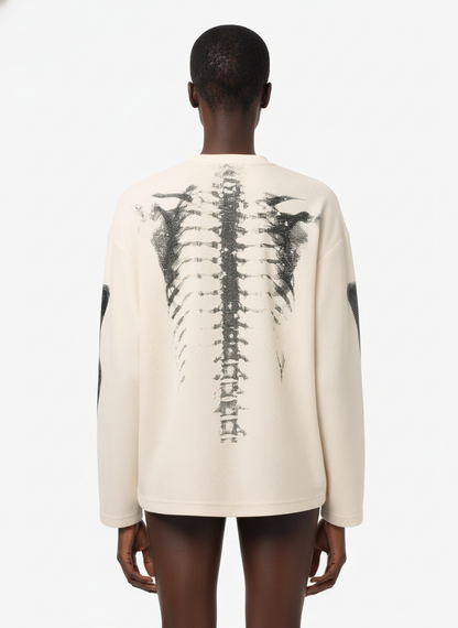 Skeleton Graphic Waffle Sweatshirt – Spooky Halloween Vibes - 2495 SP250915KSND