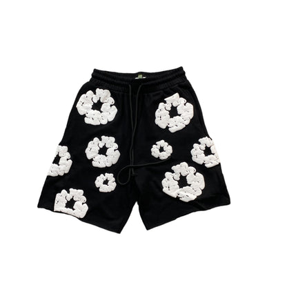 DENIM TEARS COTTON WREATH SHORTS MONOCHROME BLACK Status Shipping