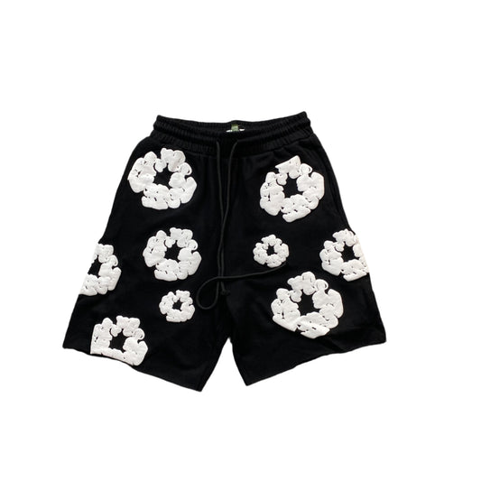 DENIM TEARS COTTON WREATH SHORTS MONOCHROME BLACK Status Shipping