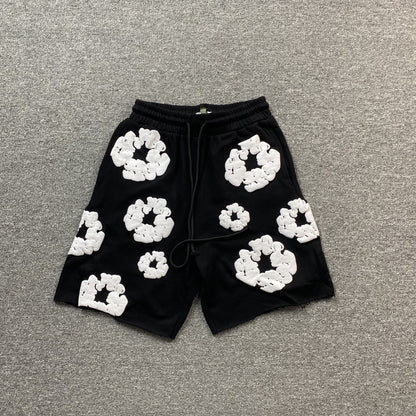 DENIM TEARS COTTON WREATH SHORTS MONOCHROME BLACK Status Shipping