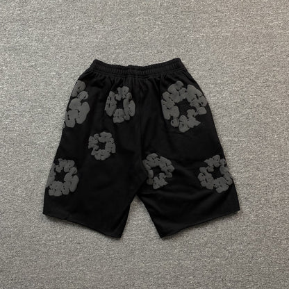DENIM TEARS COTTON WREATH SHORTS MONOCHROME BLACK Status Shipping