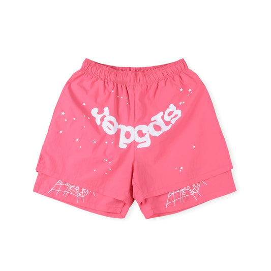 SP5DER OG WEB DOUBLE LAYER SHORTS PINK Versili