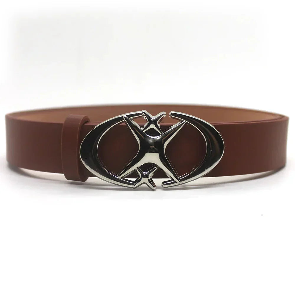 Y2K Cross Star Buckle Leather Belt Versili